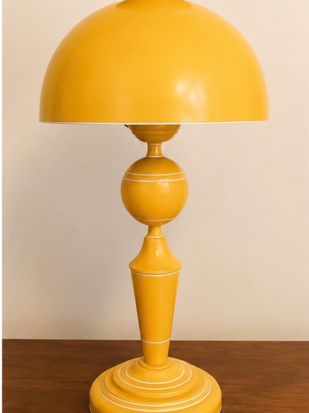 MCM Mid century sculptural Mustard Yellow Dome mushroom Table Lamp